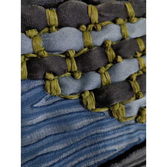 Piazza Sempione Blue Gray Striped Textured Embroidered Sleeveless Sheath Dress 6 - Picture 4 of 12